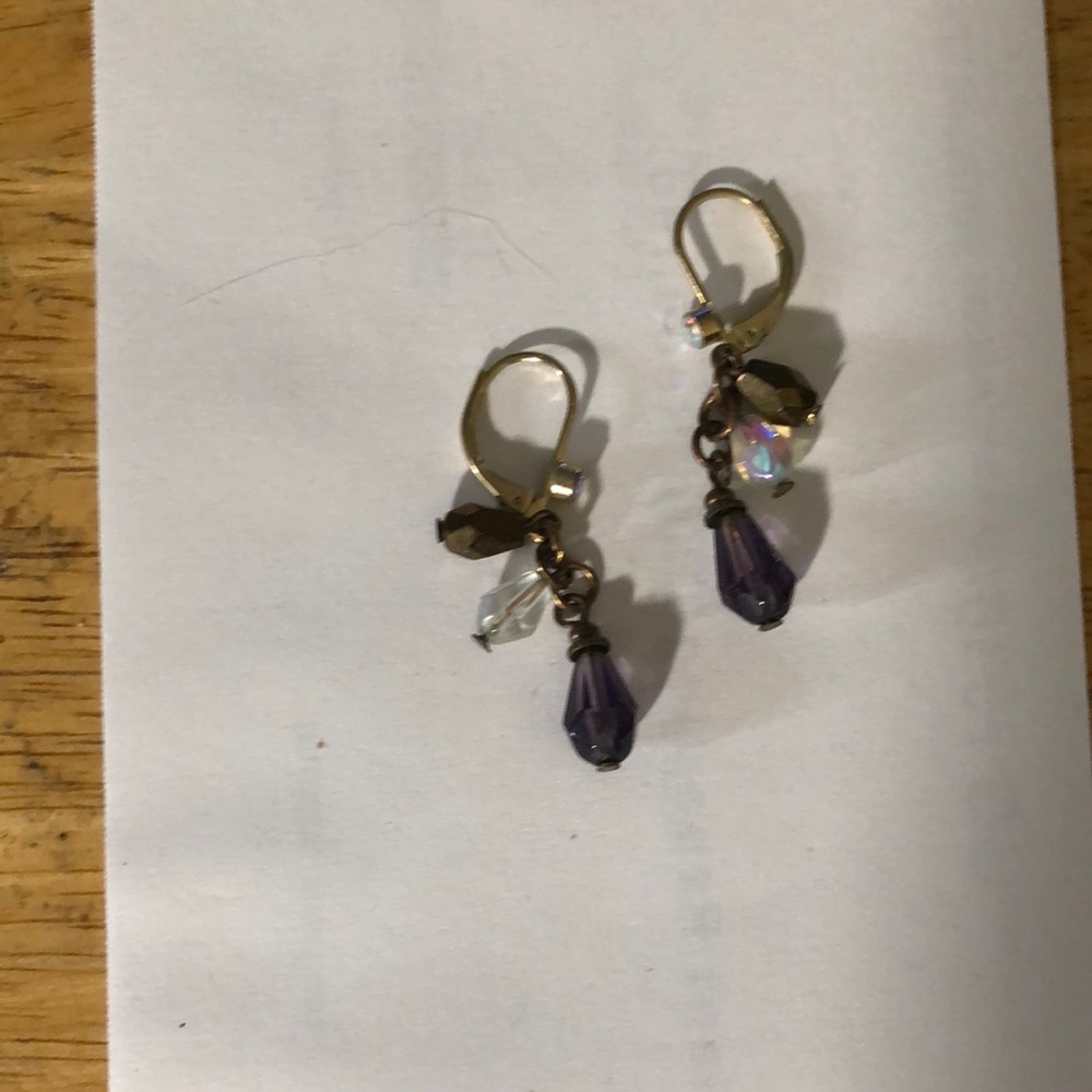 Elegant Purple and Gold Drop Earrings